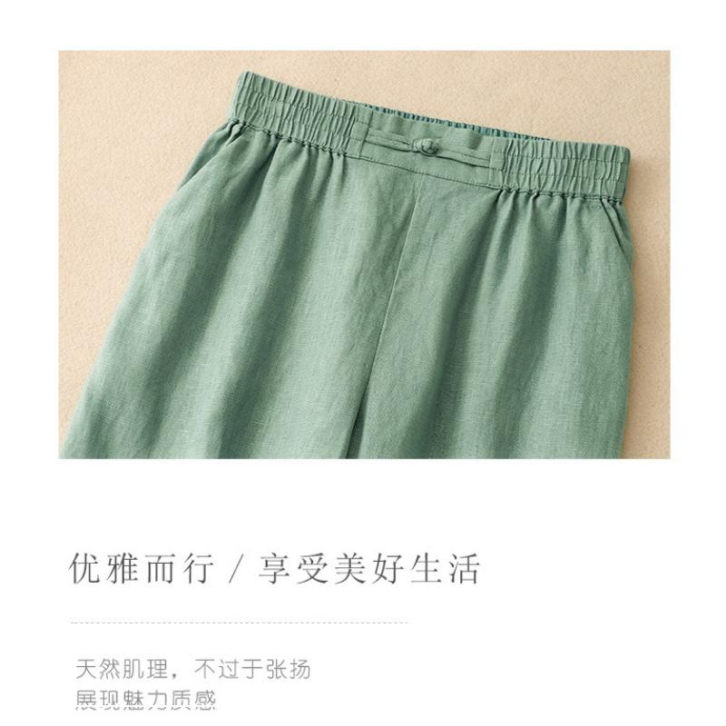 Women S High Waist Loose Fit Wide Leg Cropped Casual Pants With Chinese Knot