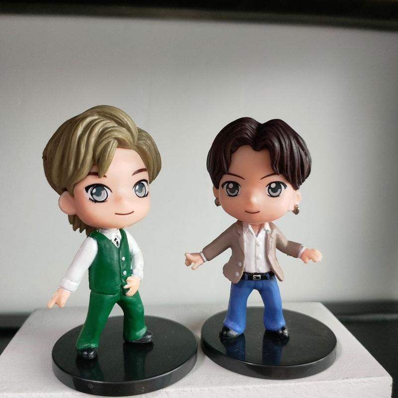 Set de 7 pièces Figurines d'Action Poupée Modèle Jouet Rm Jin Suga Jhope Jimin V Jungkook Star Idol Mignon Dessin Animé Ornement de Bureau Cadeau Pour Fans