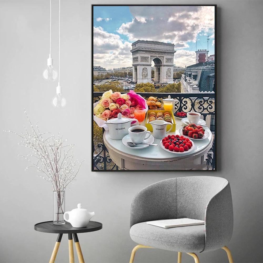 Haft diamentowy Wieża Eiffla Mozaika Kwiat Koralikowy Haft Budynek Ulica Krajobraz Nowość Dekoracja DIY Do Domu
