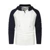 Men's Raglan Sleeve Colorblock Button Collar Hooded Sweatshirt Men's Sports Large Size Casual Pullover Sweatshirt