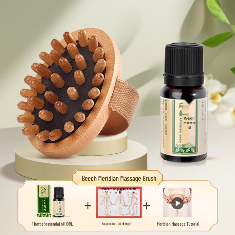 Universal Slimming Gua Sha Massager: Body & Legs Wooden Brush with Therapy Comb and Soft Cushion
