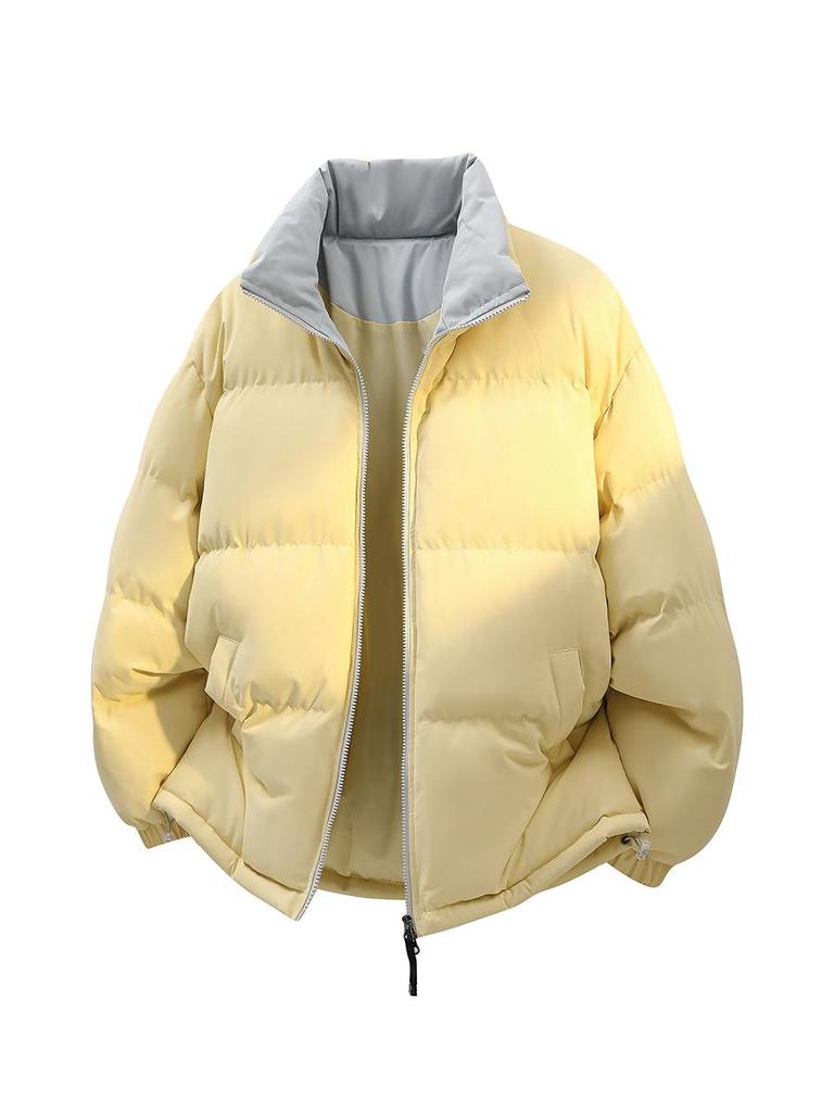 2025 Winter Unisex Trendy Color Block Stand Collar Puffer Jacket for Teens & Couples