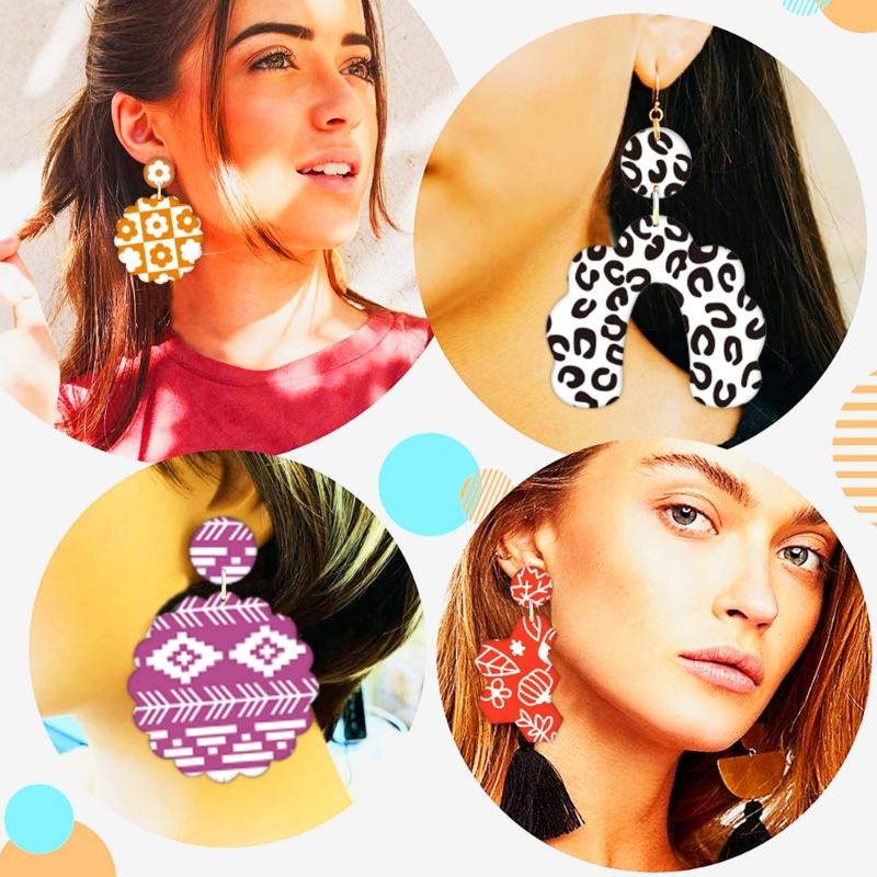 Clay Templates Flower Style No-Adhesive Silk Screen Printing Templates Reused Templates Transfer for Earring Making