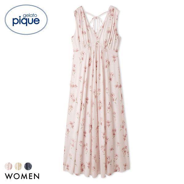 gelato pique women s flower pattern cup-in dress with cup gelato pique pajamas room wear gelato pique