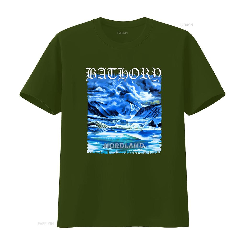 Bathory Cd Cvr Nordland Maglietta Ufficiale Xl Nuova Sotto il Segno Sangue Fuoco Morte vintage Lavata Alla moda Alla moda Leggermente