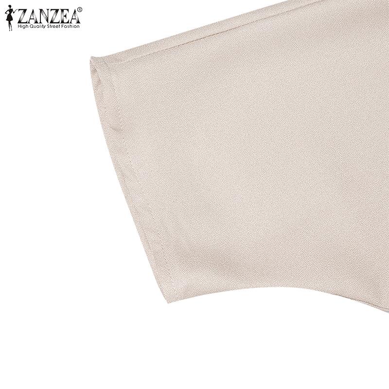 ZANZEA Women Casual Round Neck Summer Half Sleeve Sheath Dress