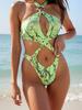 Dames Badpak Zwart Glitters Sexy Rugstrik Eendelig Badpak Bikini Strandkleding Zwempakken