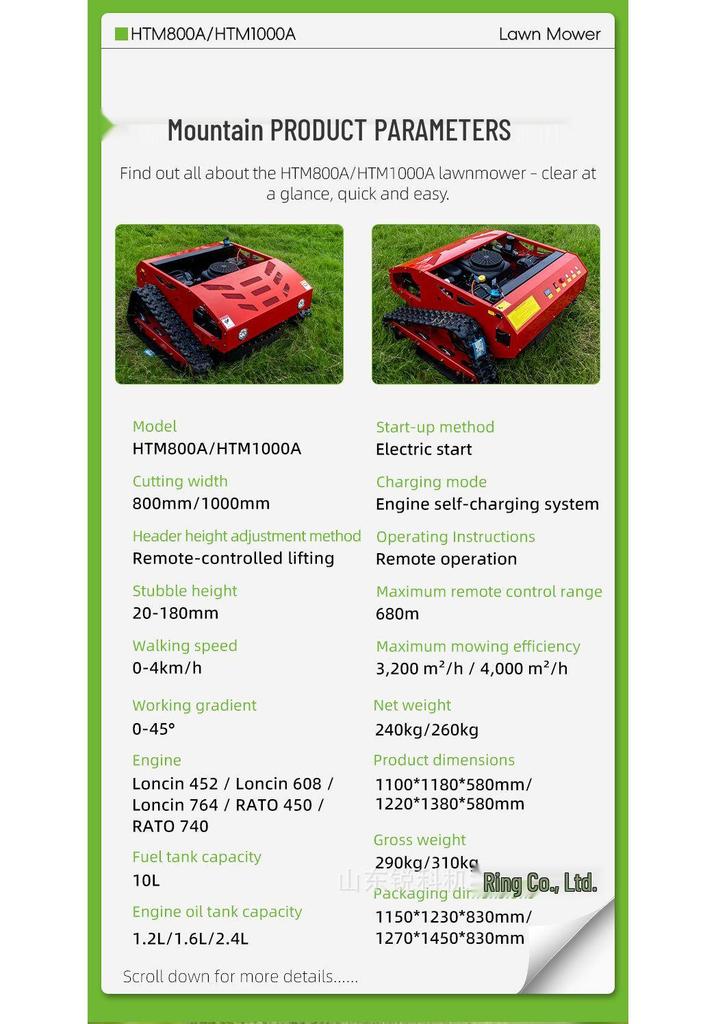 Remote Control Lawn Mower with CE & EPA Certification for Mountain, Riverbank, Orchard Weeding and Mowing
