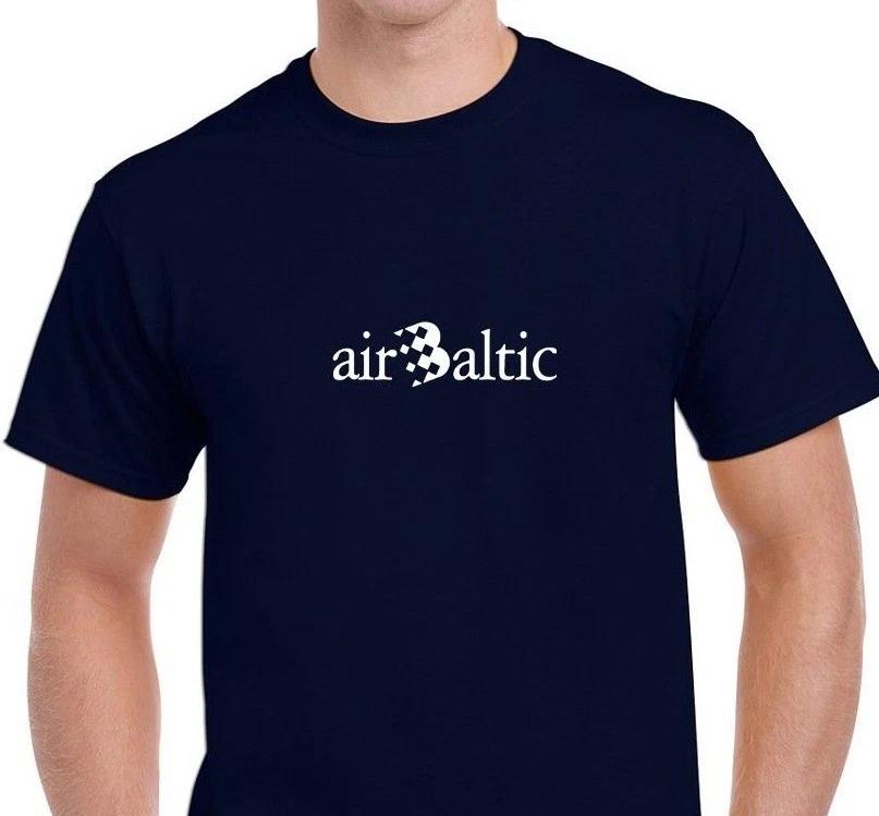 Air Baltic Vintage White Logo Latvian Airline Navy Blue Cotton T-Shirt M