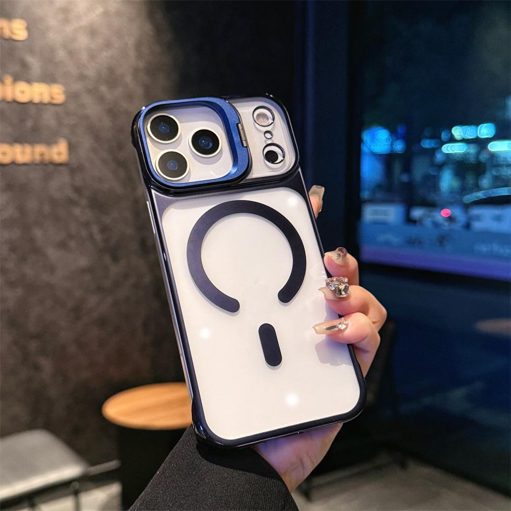 Luxury Transparent PC Plated Phone Case for iPhone 17 Pro Max Air 16 15 14 13 Magsafe Magnetic Borderless Cover for Apple Case
