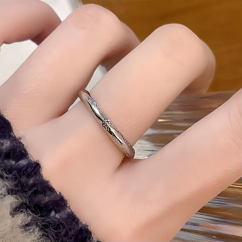 Folded Dark Love Irregular Stacking Open Ring Personality Retro Personality High Sense Niche Jewelry Ring