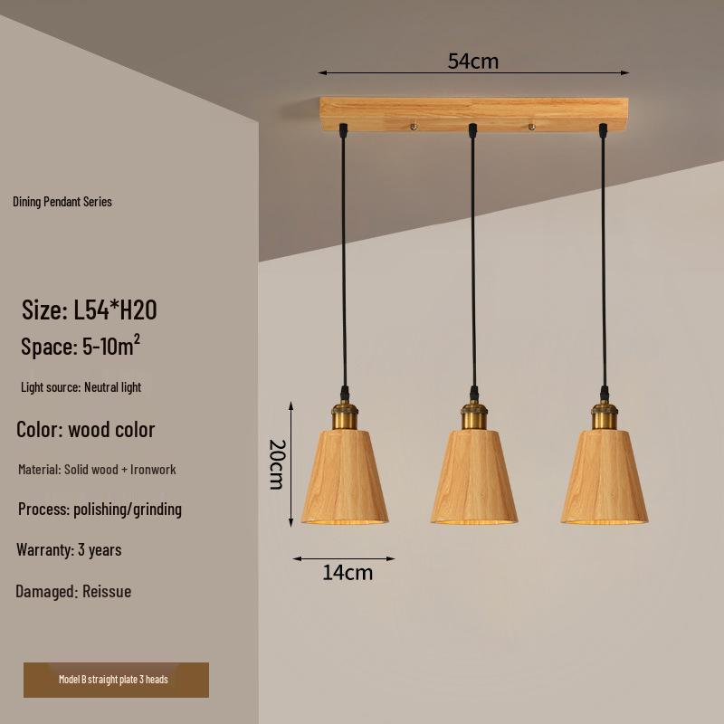 Solid Wood Nordic Japanese Chandelier for Cafe, Bar, Counter, and Homestay