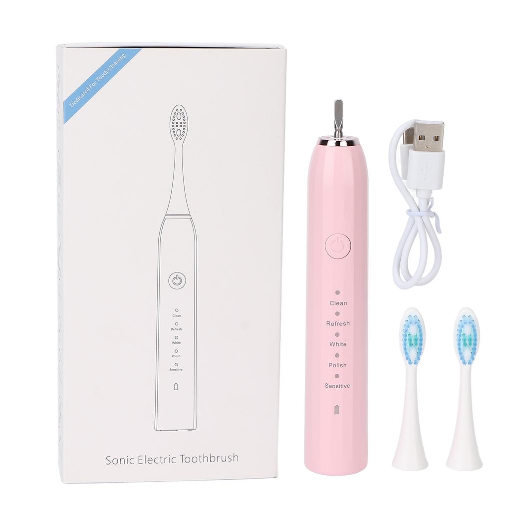 Electric Tooth Brush Waterproof USB Charging 5 Modes Safe Reliable ABS Noiseless Sonic Toothbrush for Home Travel