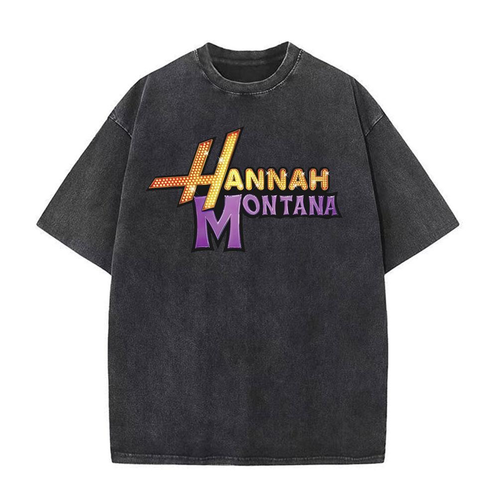 

Pop Star Hannah Montana Th Anniversary Logo T Shirts Unisex Women Fashion Trend Aesthetic TShirt Vintage Washed Oversized Tshirt S