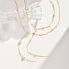 Fashion Stainless Steel Square Strip Bead Separator Y-Shaped Tassel Women'S Necklace Gold Jewelry Accessories Nc-2049