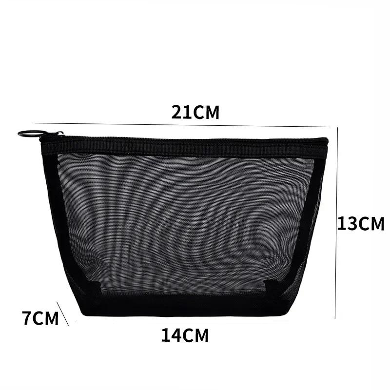 Black Mesh Toiletry Bags for Women Travel Makeup Bag Small Large Case Organizer Cosmetic Cases Toiletries Storage Handbag Pouch