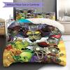Plants Vs Zombies Chinesischer Stil Zombies und Pflanzen Cartoon Druck 3-teiliges Bettbezug-Set Spiel Anime Bettwäsche Schlafzimmer Dekoration Ohne Kissenkern Bettdecke