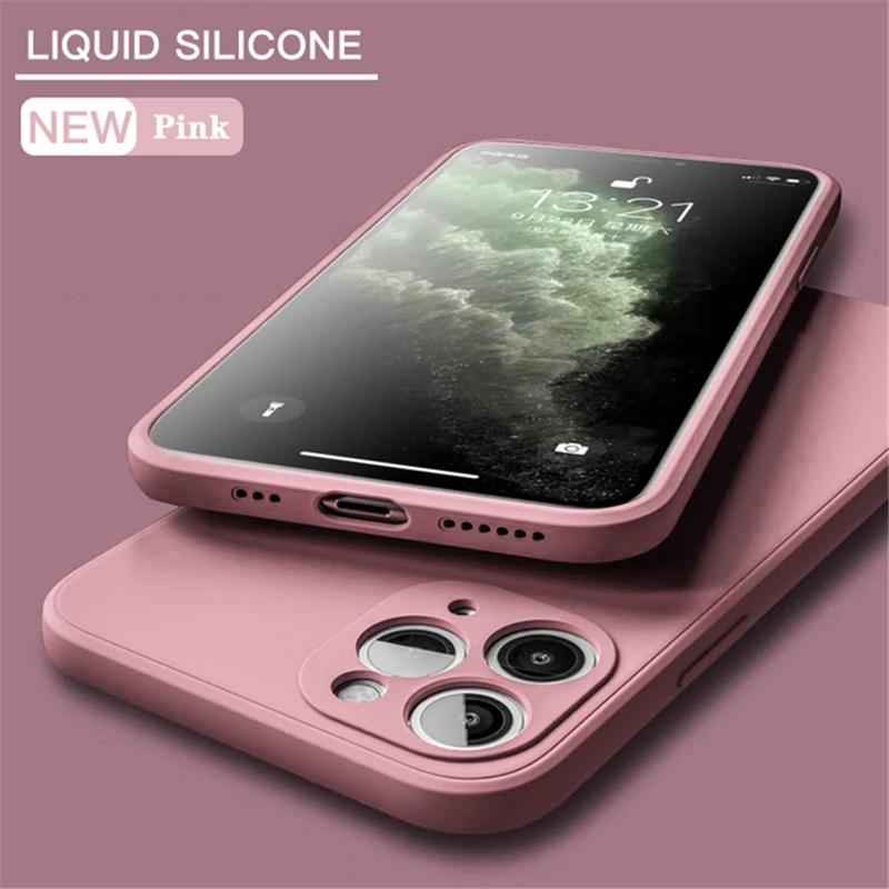 Weiche flüssige Silikon-Handyhülle aus schlichtem Gummi für iPhone 15 14 13 12 11 Pro Max X XR XS Max 7 8 15 Plus Luxus stoßfeste Stoßstangenschutzhülle