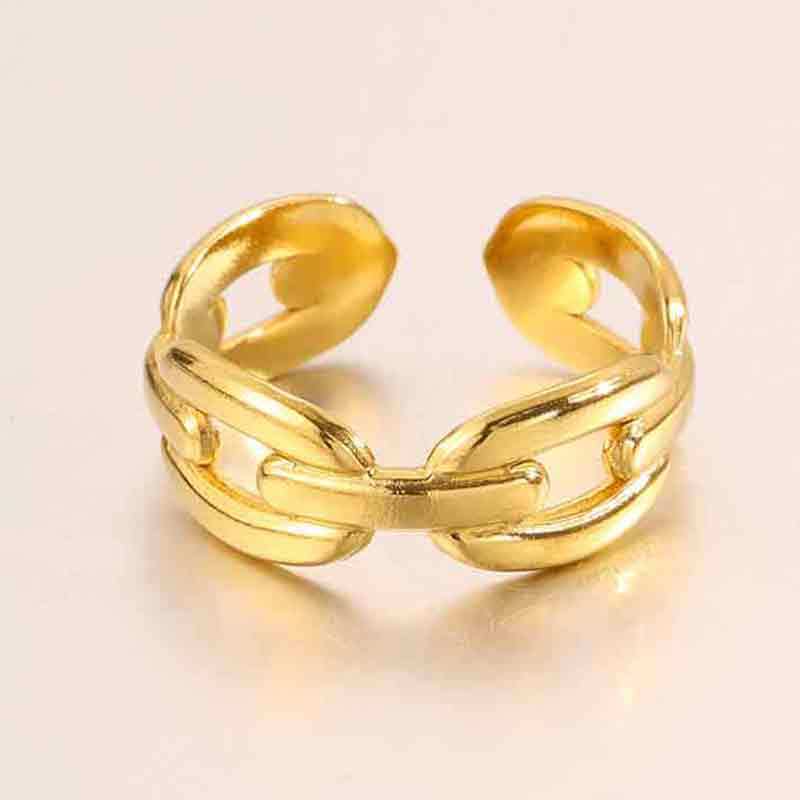 Popular Fashion Stainless Steel Heart-shaped Open Ring for Women, Light Luxury, Niche, High-end Style Finger Ring, 18K Gold Ring