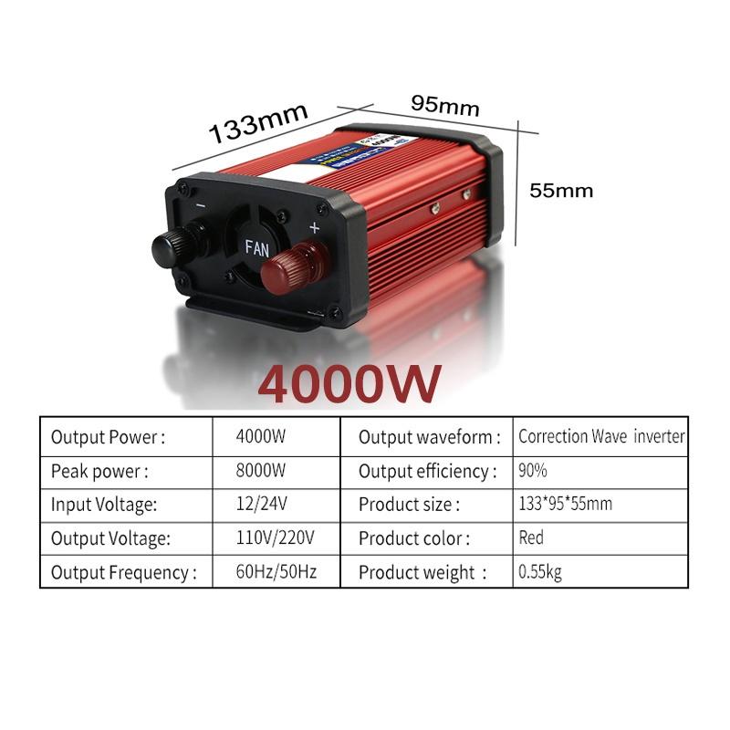 DC 12/24V To AC 110V/220V4000W/5000W/6000W Voltage Transformer Car Inverters Modified Sine Wave Solar Power