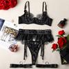 New webbing splicing lace underwear set midnight charm sexy lingerie set women