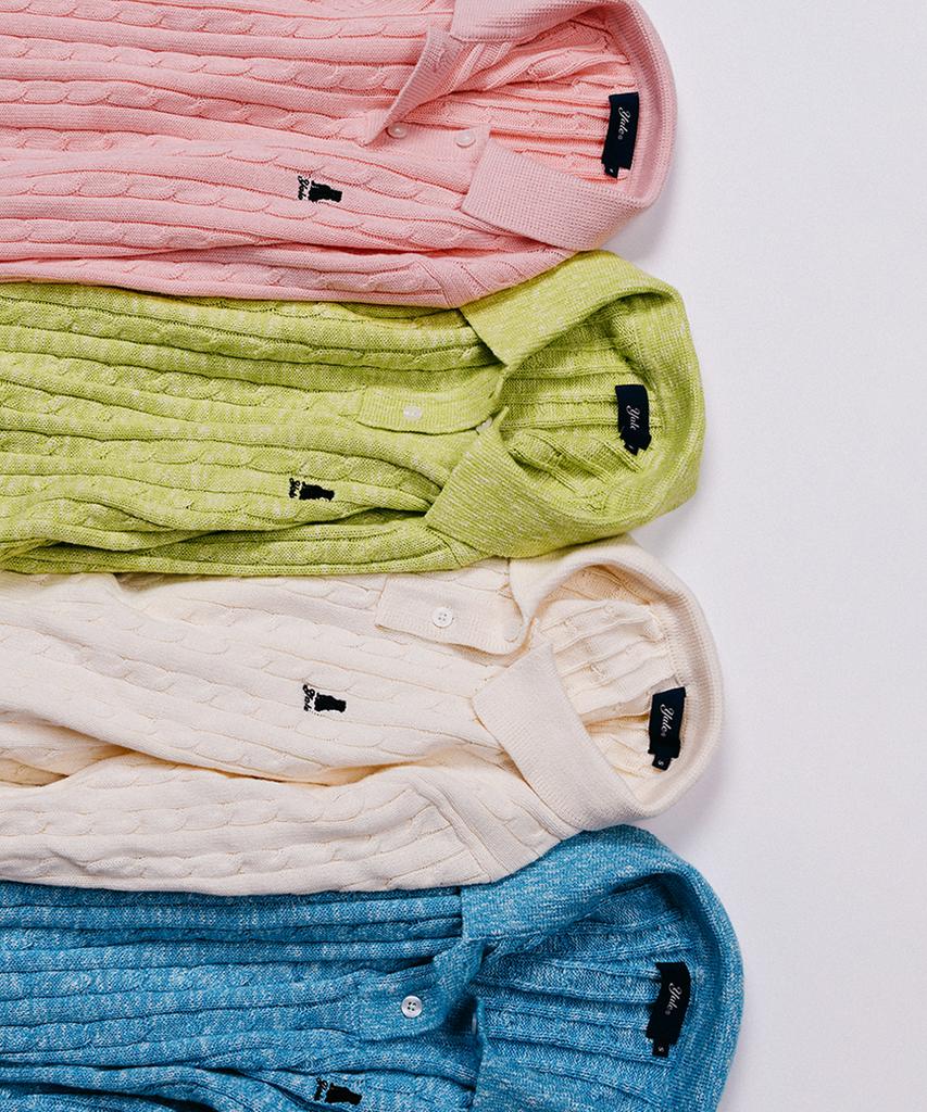 YALE Women'S Cable Polo Knit_Light Pink