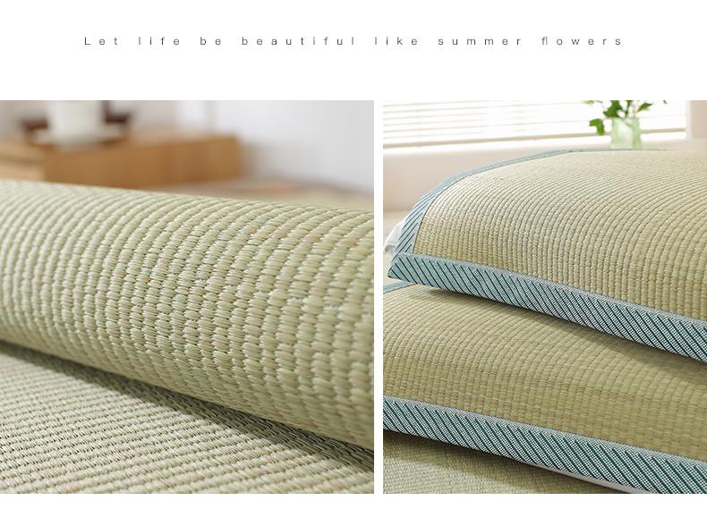 Natural Cooling Rush Straw Pillow Mat Set with Pillowcase - Summer Single Person Mat