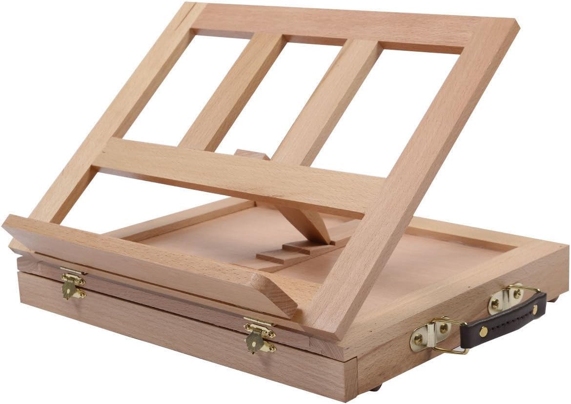 

TANGKULA Easel, Tabletop, Made of Zelkova Wood, Foldable, Lightweight, Portable, Adjustable Angle, Easy Storage, Drawing Tool, Sketchboard, Desk Easel