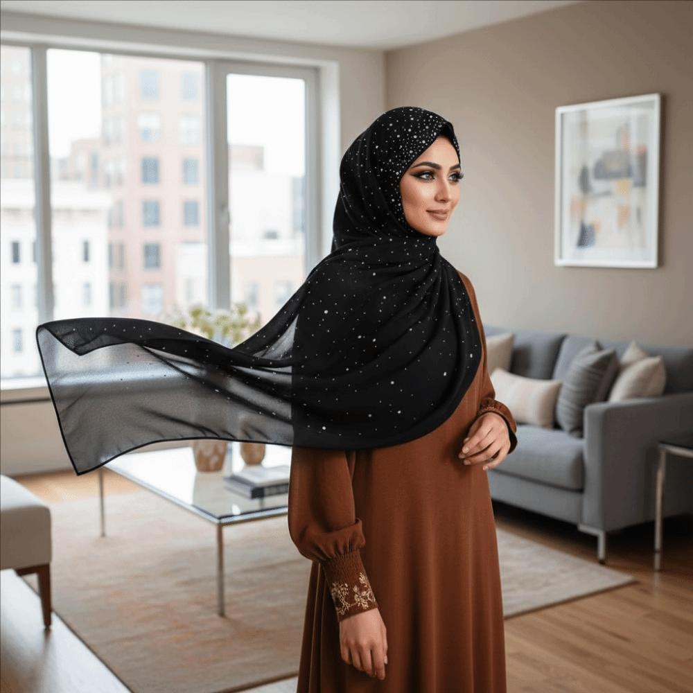 Dustproof Islamic Turban Headband 180*70cm Head Wraps Fashion Beads Shawls  Party Decor