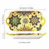 1pc Bohemian style ceramic fish dish with handle: 12.8-inch rectangular dining table tray, suitable for microwave and oven