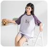 Yingbolun Girls' Pure Cotton Short Sleeved Shorts Set Summer Thin Home Clothes