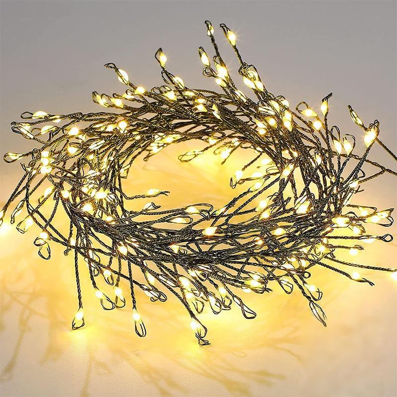Green Firecracker LED String Lights - Christmas Decorative Copper Wire Lights for Tree & Festive Atmosphere