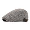 Plaid Cap Men's British Beret Retro Forward Hat Newsboy Hat