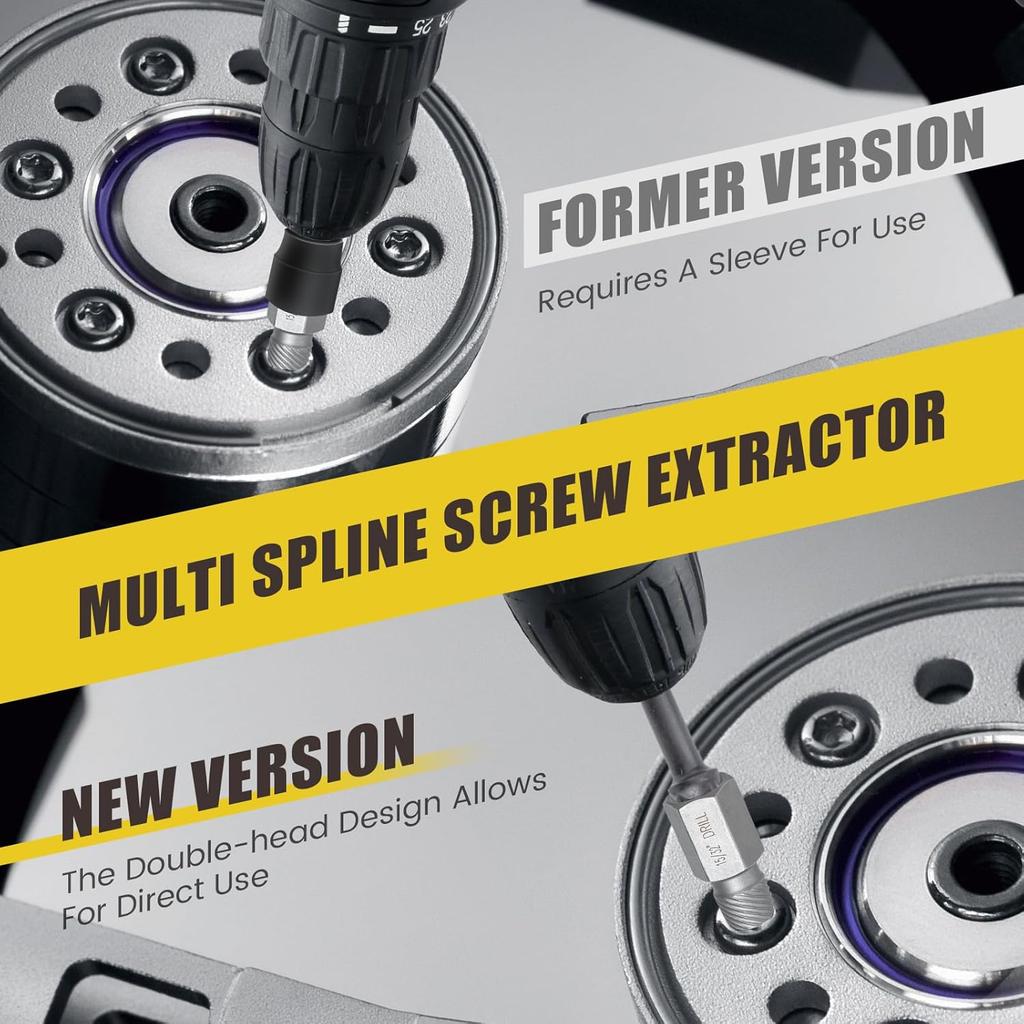 15 PCS Screw Extractor Set with 3/8" Inch Drive, Hex Head Multi-Spline Easy Out Allen Screw Extractor Kit Stripped Bolt Removal Tool for Removing