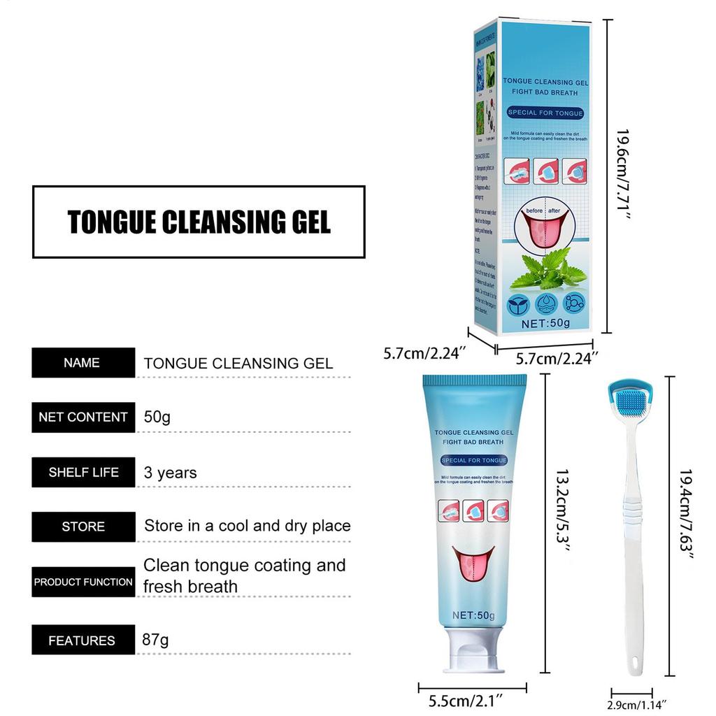 Tongue Scraper Brush Effective Tongue Cleaner Gel Orals Cleaner Set Mint Tongue Scraper & Scrubber Effective Mouth Odor