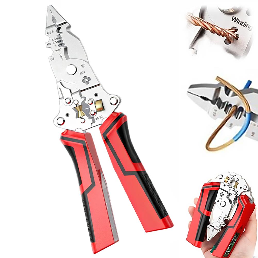 

Rechargeable 16 in 1 Folding Wire Stripper Twister, Heavy Duty For Cutting & Pulling Wires, Cable Scissors,Voltage Tester Pliers красный