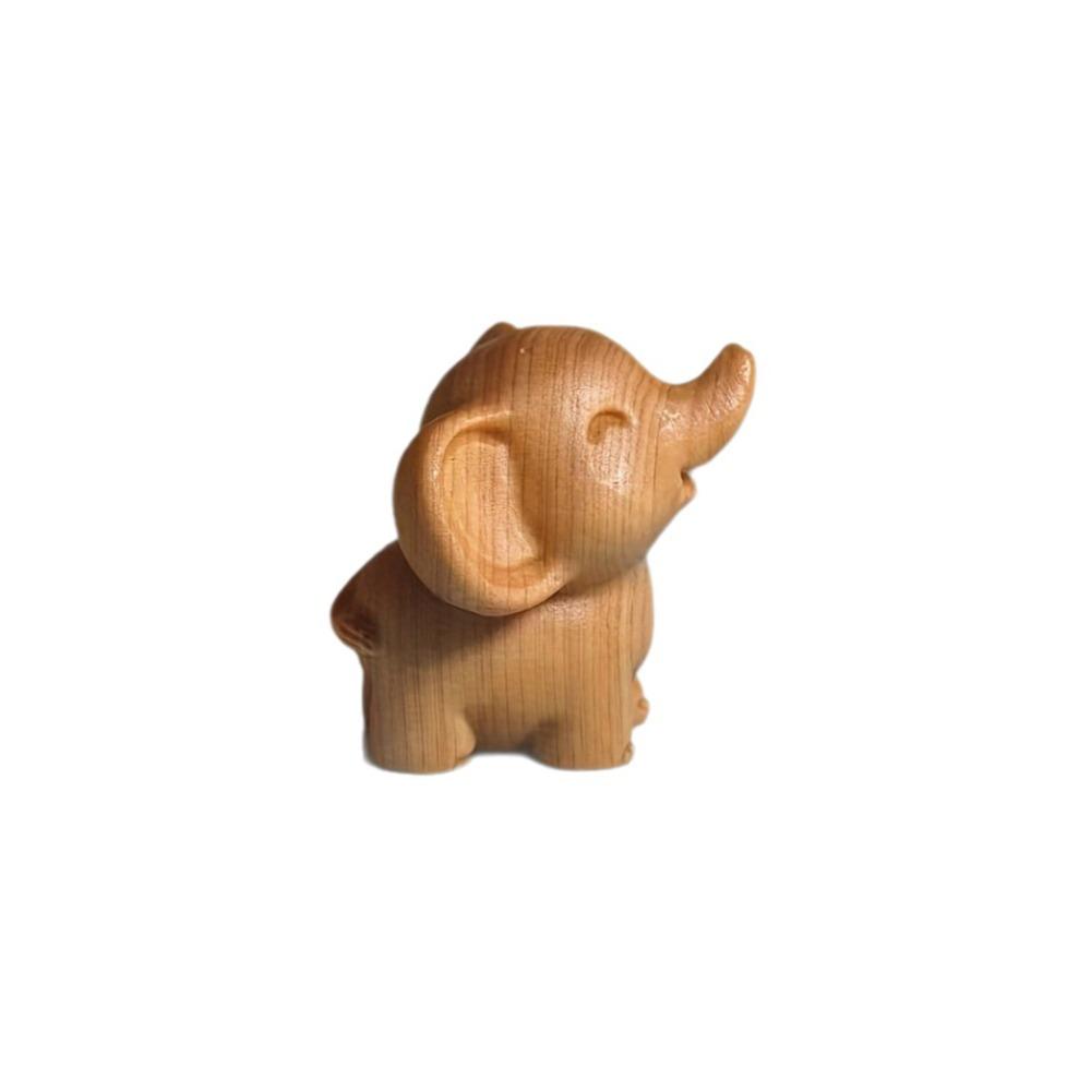 Intricately Carved Hand-Carved Elephant Mini Cute Elephant Figurines Decorative Solid Wood Wooden Elephant Statues