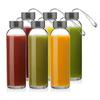 6Pcs Glass Water Bottles With Lid Clear Juicing Bottles Reusable Glass Bottle With Stainless Steel Cap Glass Cups