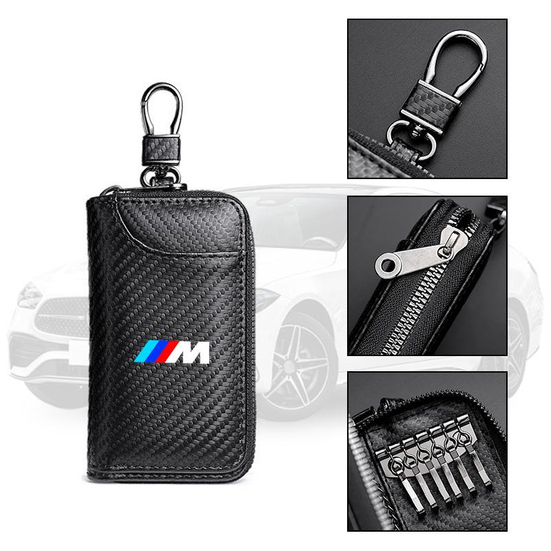 6x10cm Luxury Carbon Fibre Leather Car Key Bag Access Card Storage Case For BMW M M3 M5 X1 X3 X5 X6 E46 E39 E36 E60 Accessories