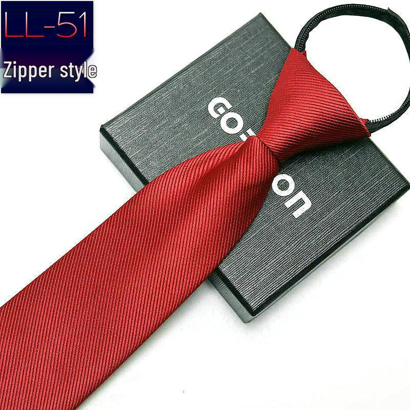 Men's No-Iron Zipper Striped Formal Tie with Logo, 8cm