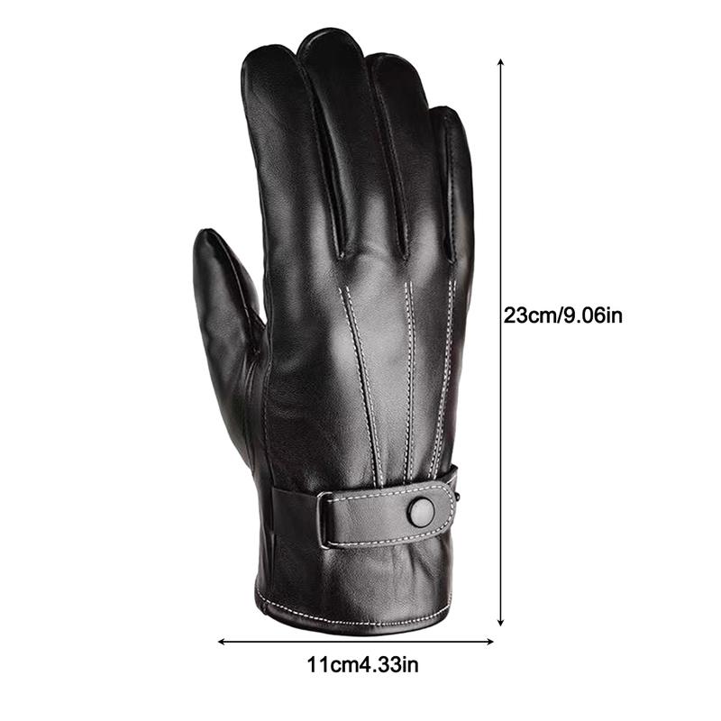 Men Thickened Motorcycle Gloves PU Leather Adjustable Motorbike Protective Gloves for Climbing Hiking Outdoor Sports
