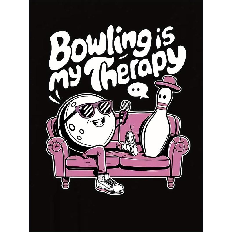 Women'S Casual Sports T-Shirt with a Round Neck, Short Sleeves, Featuring a Bowling-Themed Letter Print, Perfect for a Comfortable Summer Holiday Top