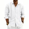Men's Linen Washed And Creased Long-sleeved Shirt - Breathable Shirt