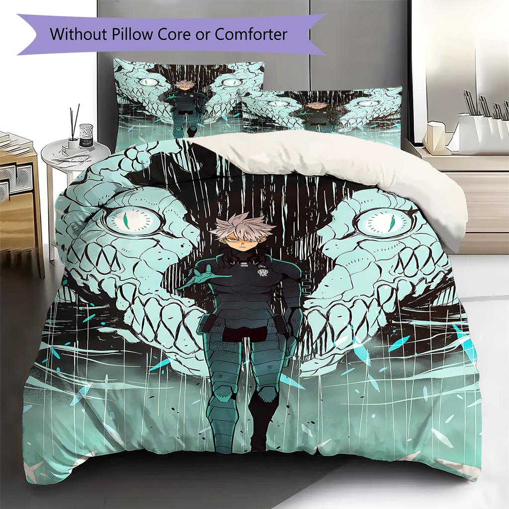 Kaiju No. 8 Pattern Bedding,Quilt Set Quilt Cover Pillowcase Home Birthday Gift (1 * Duvet Cover + 2 * Pillowcase, Without Core)