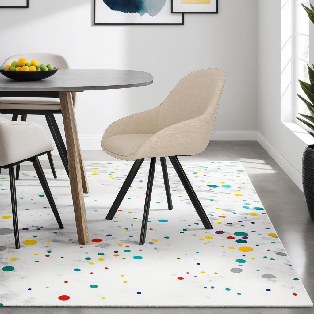 Nels Stuhl beige schwarz gepolsterte Beine