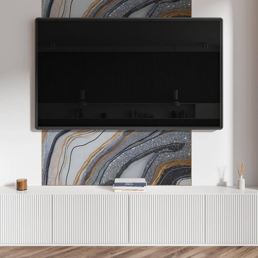 Naklejany Dekor Z Grafiką Do Przedpokoju Winylowy 120X60 Cm Abstrakcyjne Fale Z Blaskiem