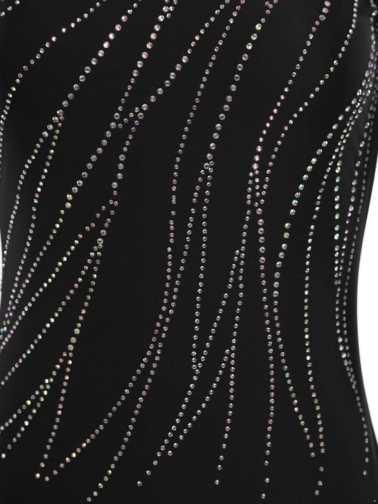 Dámský kostým na společenské tance, třpytivé kamínky, květinová krajka, dlouhé rukávy, V záda, široká rozšířená sukně