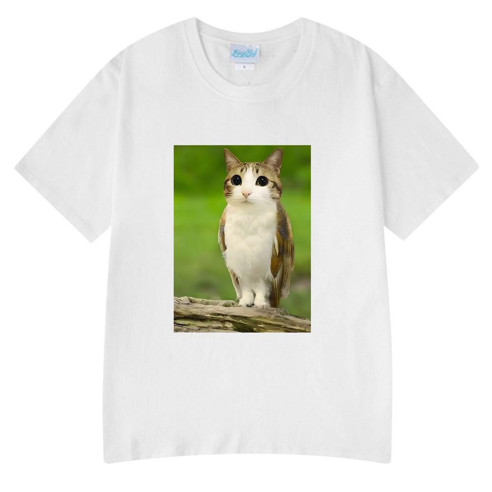 Cat Owl Funny Meowl Meme Brainrot T-shirts Unisex's Women Fashion Tee Tops Harajuku Short Sleeves T-shirt Cotton Oversized T Shirts