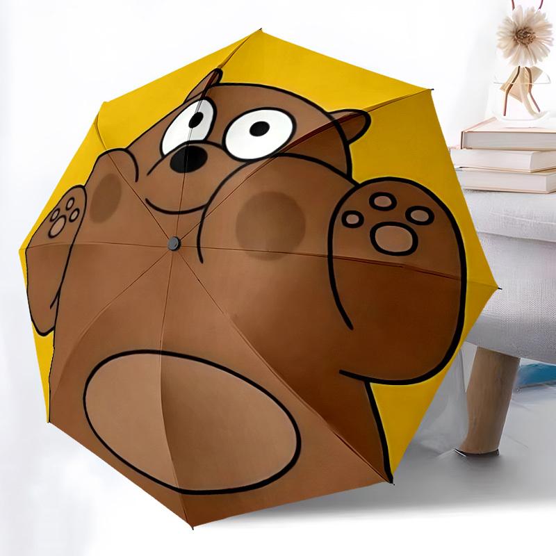 1pc We Bare Bears Automatic Open/close Folding Portable Umbrella  with 8-Ribs Structure for Women/Men, All Season Use   0901075