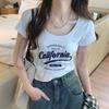 Women's Spicy Girl Letter Print Short Sleeve Slimming T-Shirt